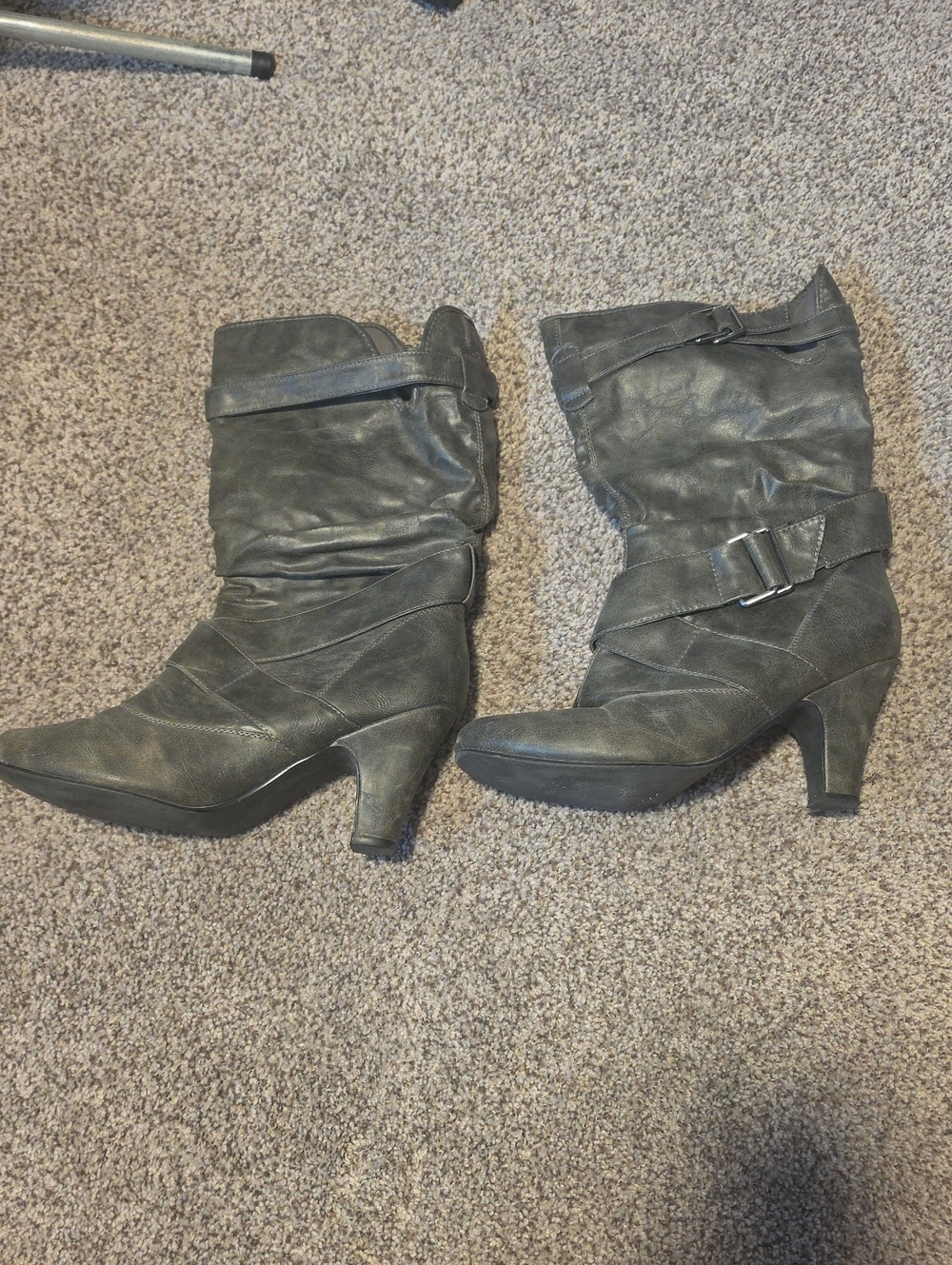 Lane Bryant Black Mid-Calf Heeled Buckle Boots Size 11W